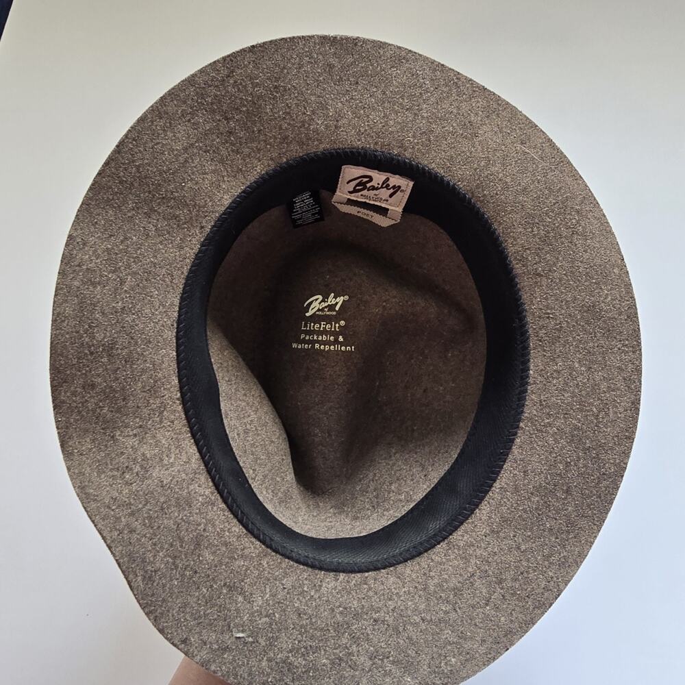 Bailey Hollywood Litefelt Packable Fedora MED Brown Water Repellent Classic EUC - Picture 5 of 11